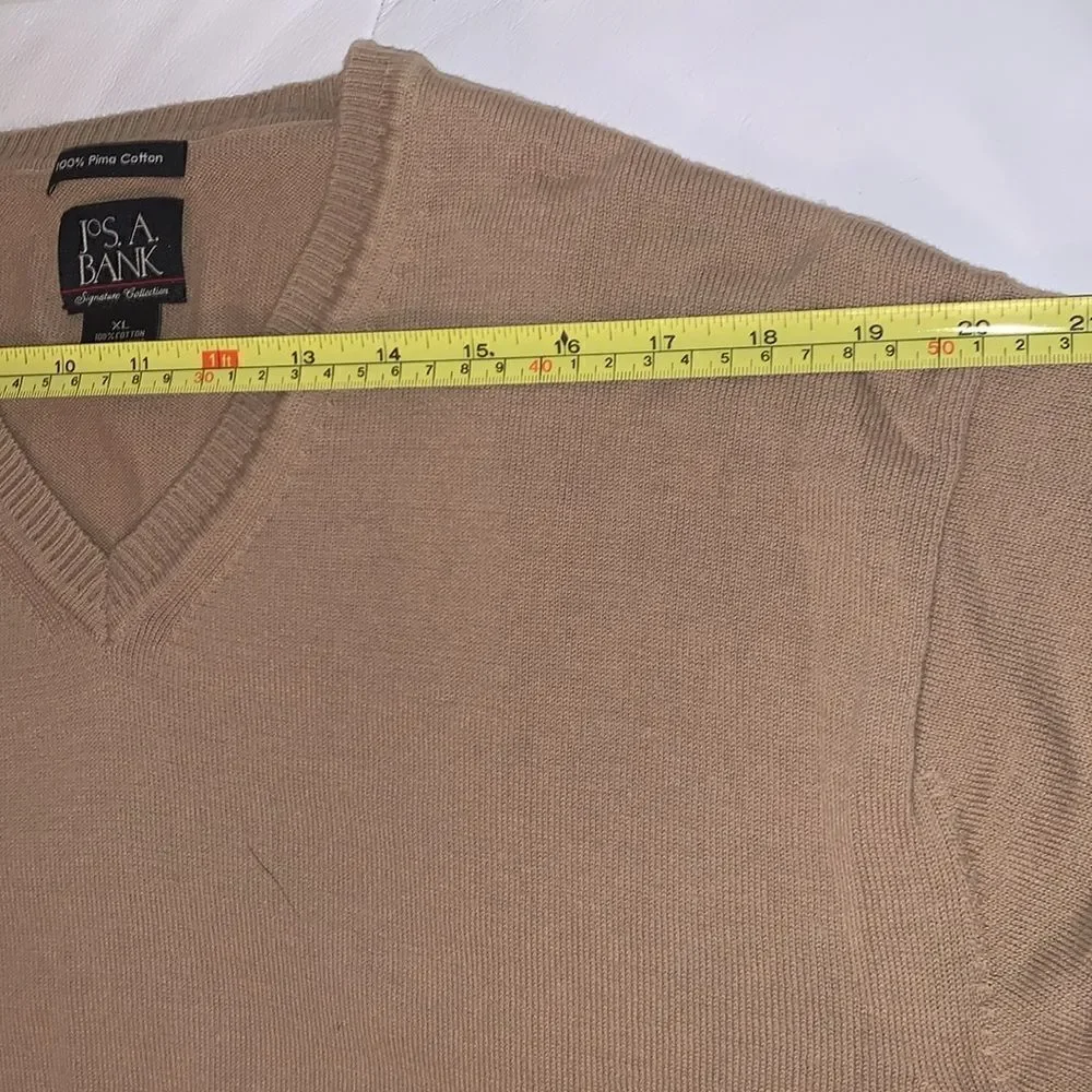 NWT Jos.A.Bank V-Neck Primary Cotton Tan Sweater Men’s Pullover Size XL